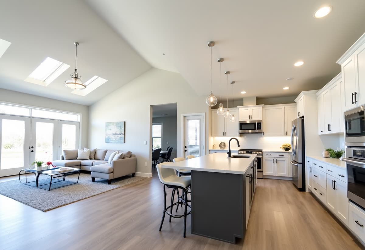 1970s ranch home interior remodeled into a modern open concept space in San Antonio