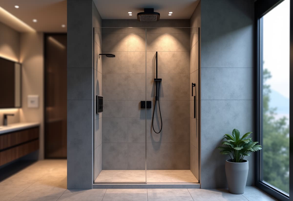 modern luxury bathroom with walk-in shower