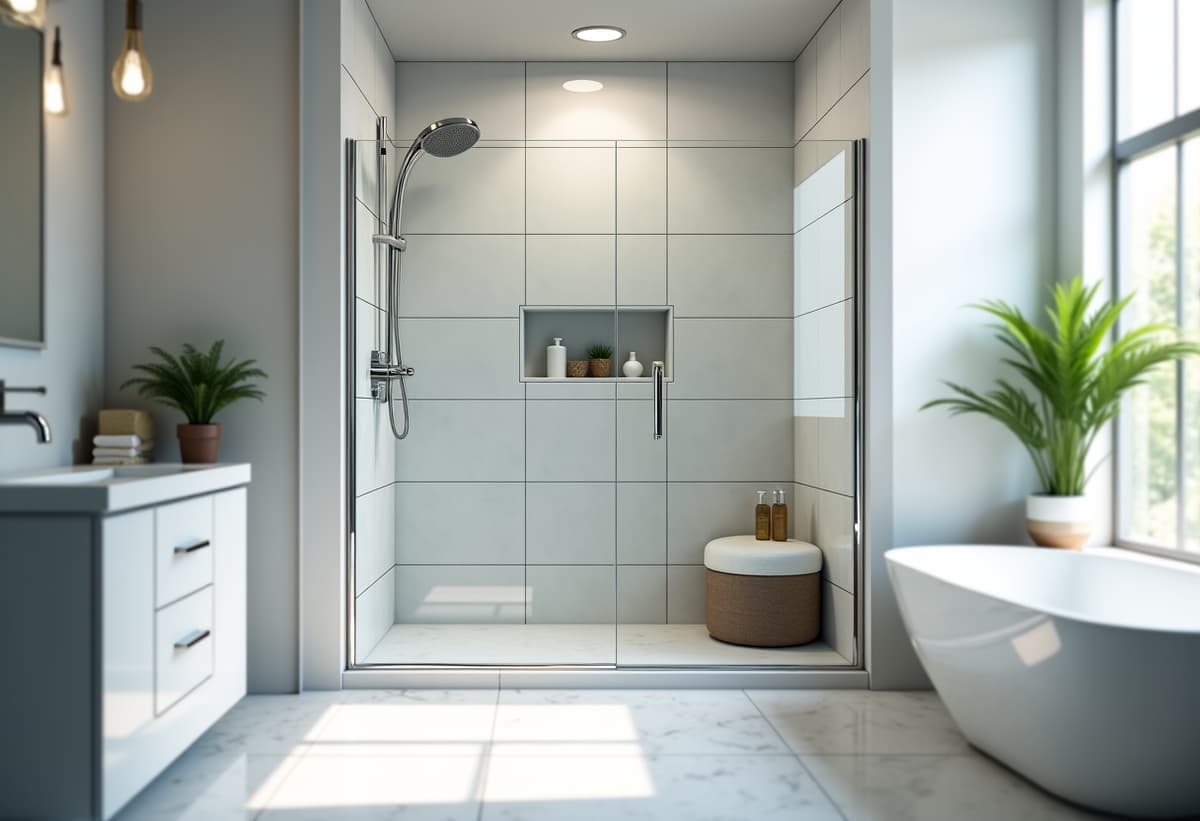 san antonio modern bathroom conversion showcasing spacious walk in shower