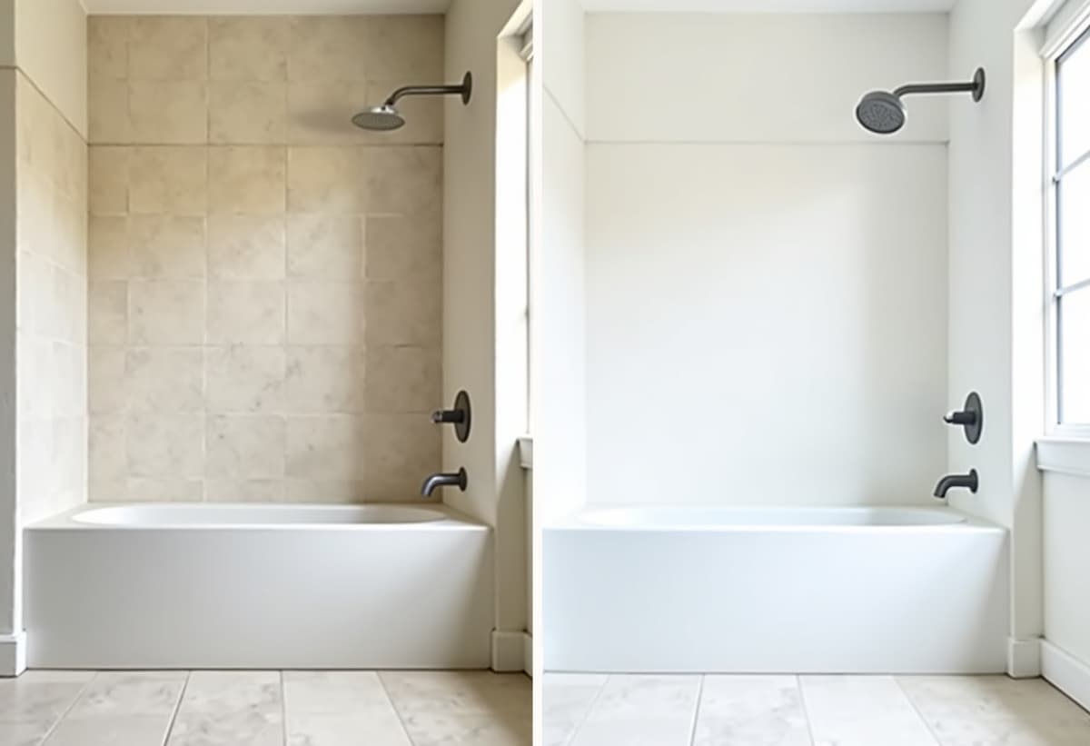 Before and after transformation of a bathroom renovated in one day by Spencer Renovations Inc. in San Antonio