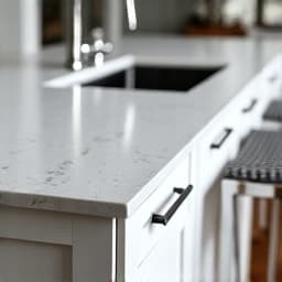 Custom cabinetry for a kitchen island in San Antonio. Bespoke cabinets integrated into a functional island, providing extra storage and preparation space.