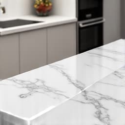 High-end quartz countertop installation in San Antonio. A close-up of a perfectly installed quartz counter with a smooth finish, ideal for modern kitchen renovation styles.