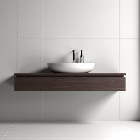 Contemporary bathroom in Timberwood Park, San Antonio, featuring a stylish floating vanity and large format tiles.