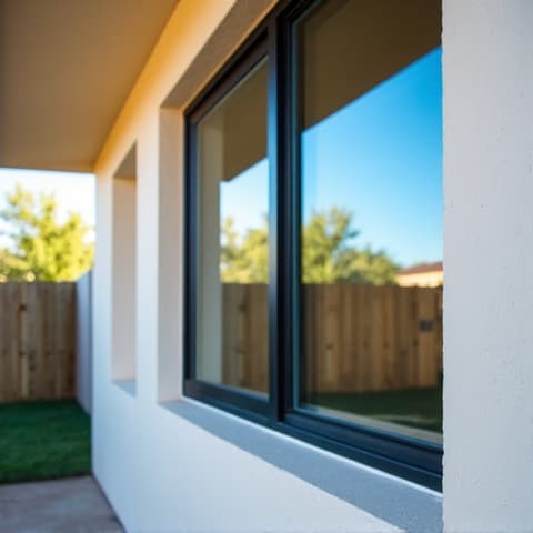 Exterior of San Antonio House with Modern Vinyl Windows. The exterior of a San Antonio residence showcasing modern vinyl replacement windows that offer durability, low maintenance, and enhanced thermal performance, perfect for the local climate.