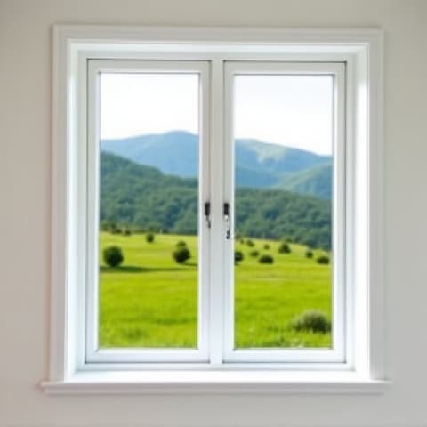 Hill Country ranch kitchen with new double hung windows. A newly renovated kitchen in a Texas Hill Country ranch, brightened by large double-hung windows that offer panoramic views and excellent airflow, enhancing the rustic elegance of the space.