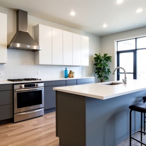 Modern Kitchen Redesign near The Pearl, San Antonio. A stunning kitchen renovation with sleek, contemporary finishes, custom cabinetry, and a large island perfect for entertaining.