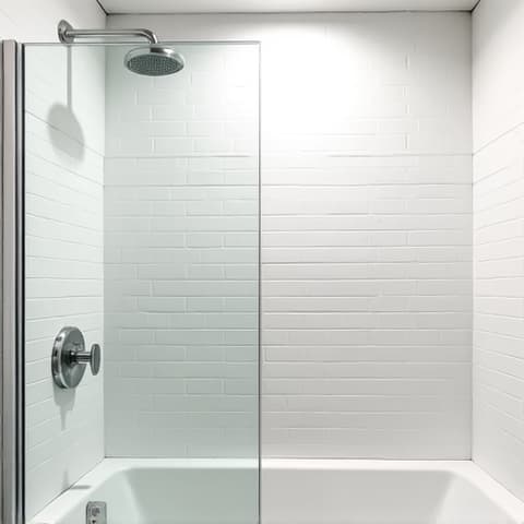 A small bathroom in San Antonio transformed by a tub-to-shower conversion, creating a more open and functional space with contemporary fixtures and brighter lighting.