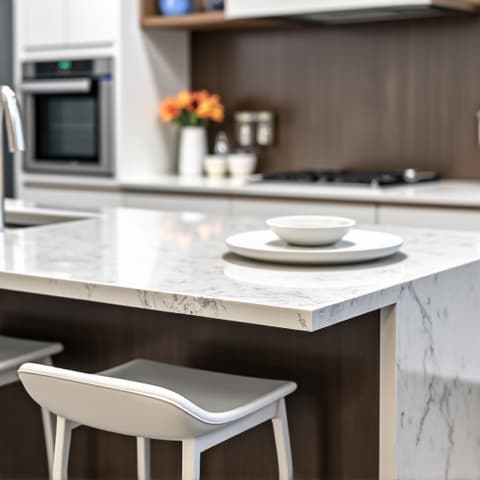 Spacious Kitchen Remodeling in San Antonio. A bright and airy kitchen with a large island, decorative pendant lighting, and ample counter space for food preparation.
