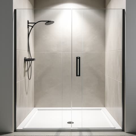 Contemporary Bathroom Remodel with Walk-in Shower in Timberwood Park. A sleek, modern bathroom featuring a spacious walk-in shower with designer tiles and premium fixtures, enhancing a Timberwood Park home.