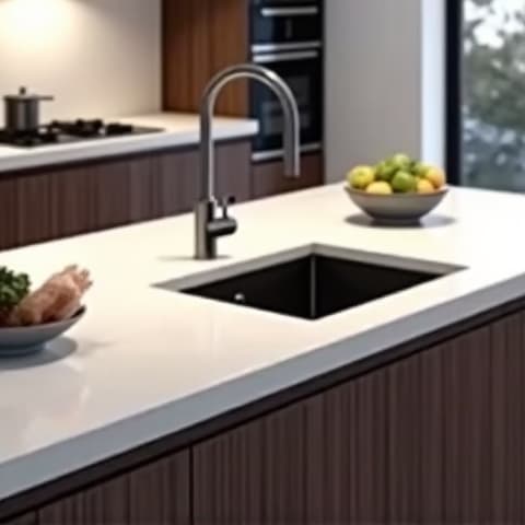 Timberwood Park Custom Kitchen Cabinets: Island & Storage. Custom cabinetry in a Timberwood Park kitchen, featuring a large island with built-in storage and integrated appliances for a seamless look.