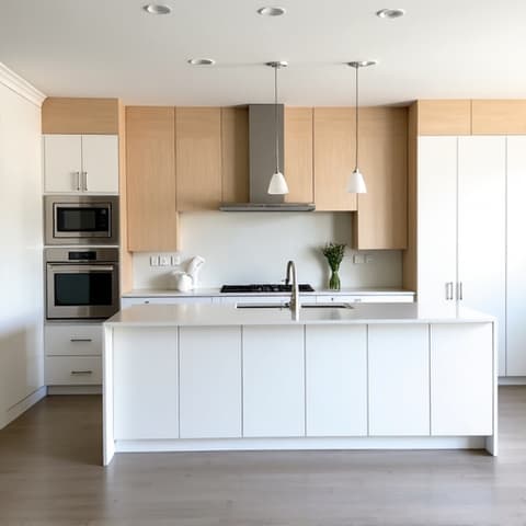 After image of a Windcrest mid-century kitchen, renovated with sustainable wood cabinets and low-VOC paints near Windcrest Golf Course.