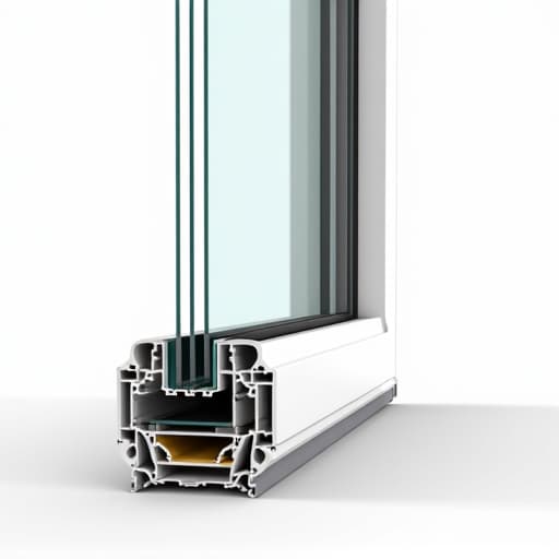 Andersen Fibrex Window Cross Section. A detailed cross-section of an Andersen Fibrex window frame, showcasing its composite material and advanced construction.