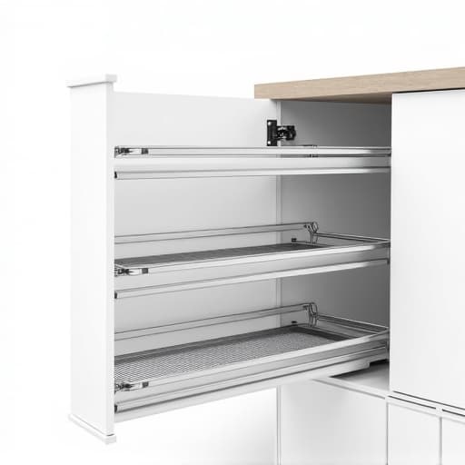 Custom kitchen cabinets in San Antonio featuring a convenient pull-out pantry storage solution