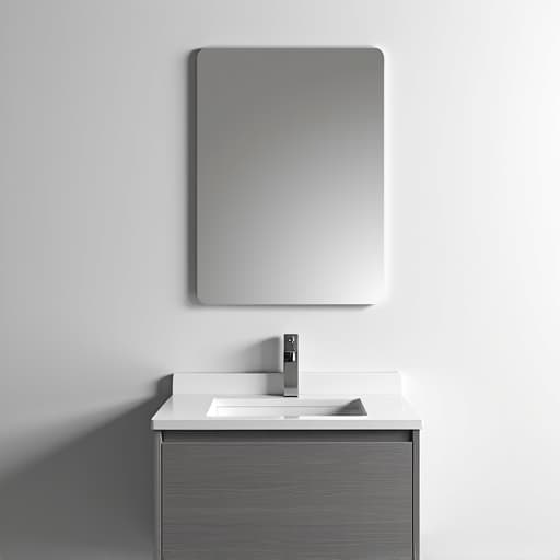 Live Oak bathroom with modern mirror and cabinet after conversion