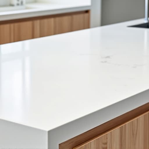 Modern kitchen with quartz island and butcher block accents